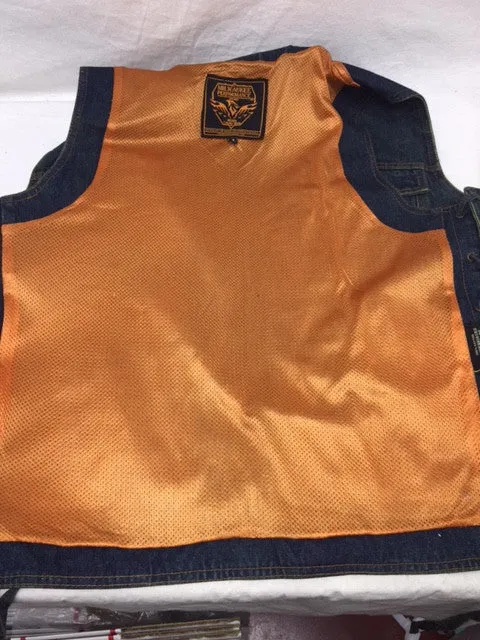 Men's Blue Plain Denim Vest with side laces & 2 Gun pockets inside
