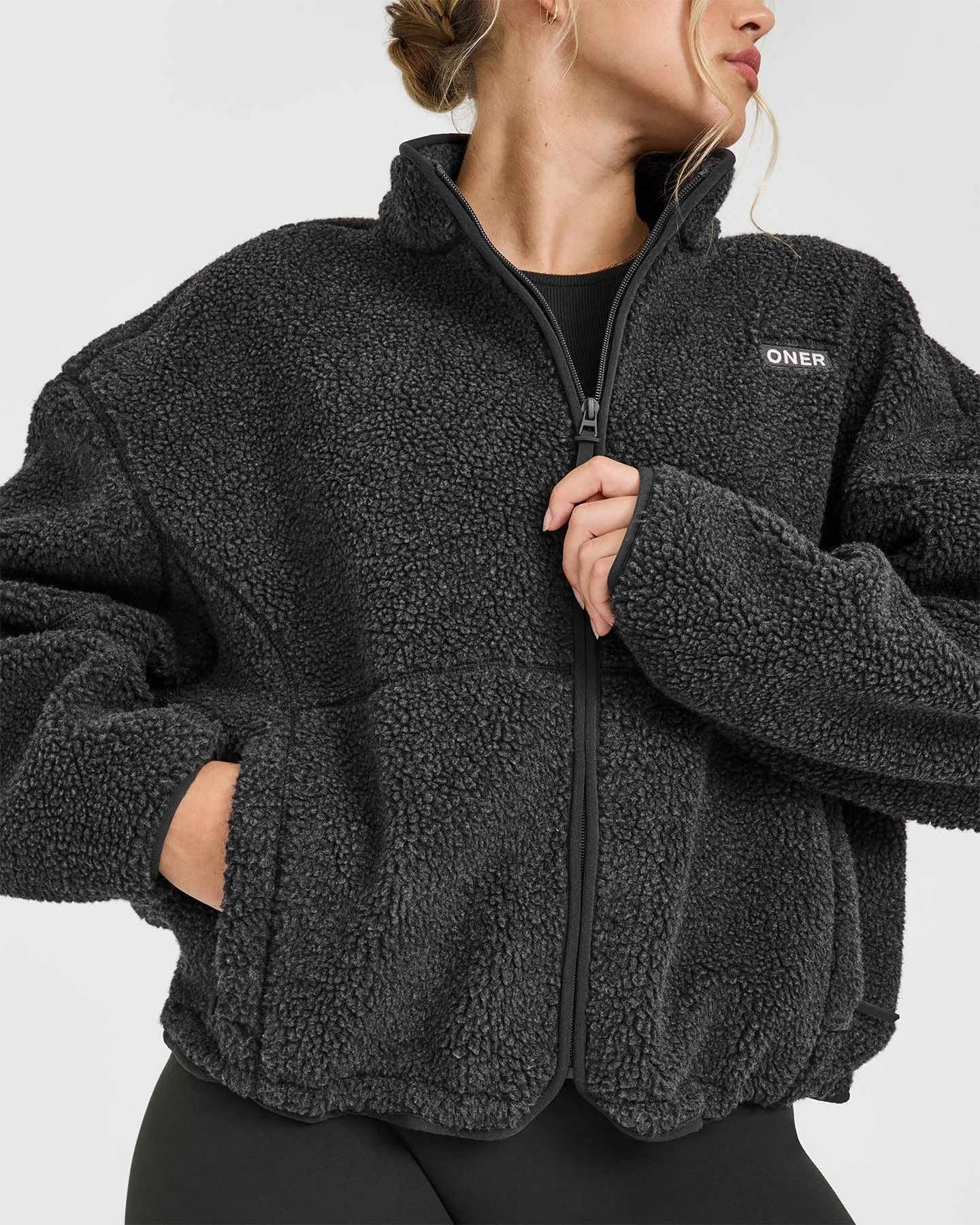 Zip Through Fleece Jacket | Washed Grey